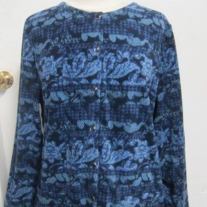 Basic Editions XL Snap front blue fleece cardigan